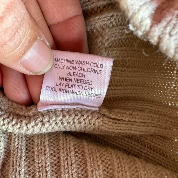 Womens Sweater Size Medium Tan Long Fitted Preppy Western Classic Minimalist - Picture 7 of 8